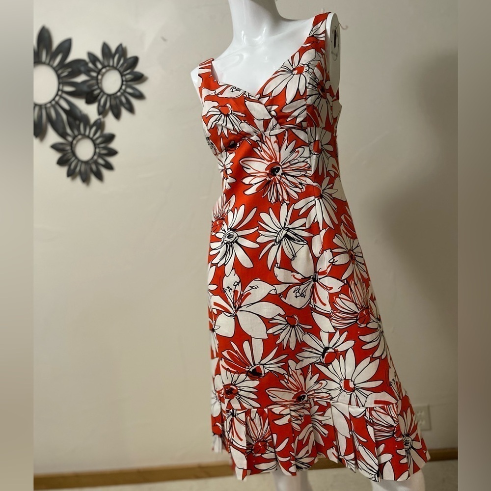 Spense~Bold Floral~Empire Waist~Sleeveless~Midi Dress~Back Zipper Closure~Size 8